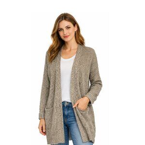 NWT - BANANA REPUBLIC Midi Length Olive Green / White Open Cardigan - M